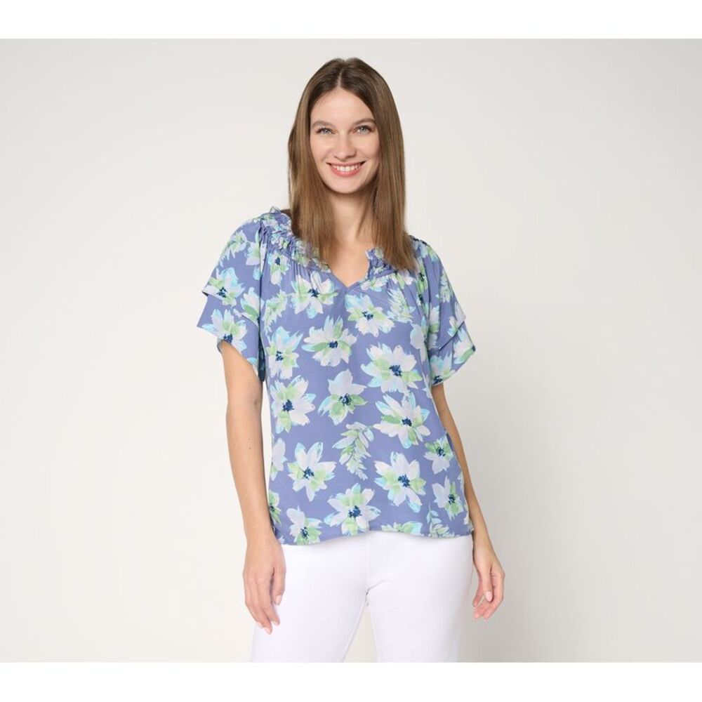 Susan Graver Women's Top Sz L Make Your Selection: Printed Multi-colored